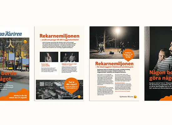 Tjänster: Copy och storytelling. Broschyr från Sparbanken Rekarne med kampanjen Rekarnemiljonen.